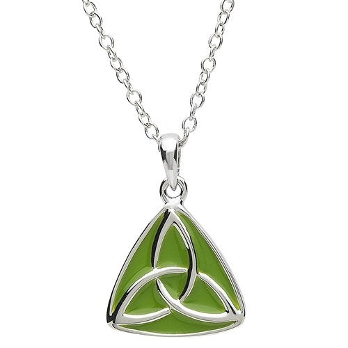 PlatinumWare Green Enamel Trinity Knot Pendant