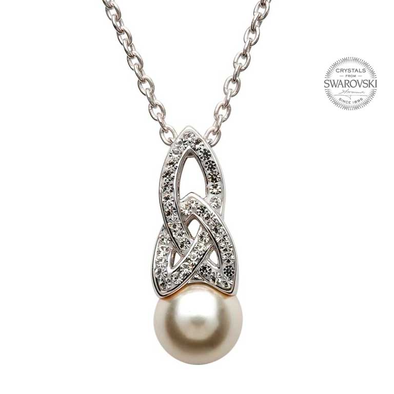 Trinity White Crystal/Pearl Pendant