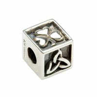 Trinity and Shamrock Silver Square Bead