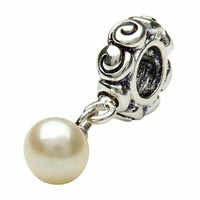 Pearl Spiral Dangle Silver Bead