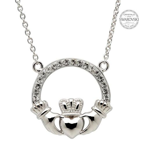 Claddagh Necklace Encrusted With Crystals