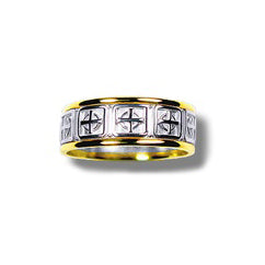 Silver and 10k Yellow Gold Narrow Contemporary Celtic Cross Band